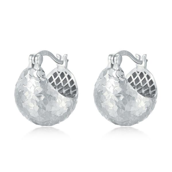 Hammered Silver Small Hoop Earrings