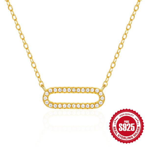 Gold-Tone Pavé Geometric Pendant Necklace