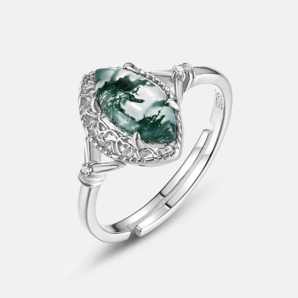 Silver Marquise Jade Solitaire Ring
