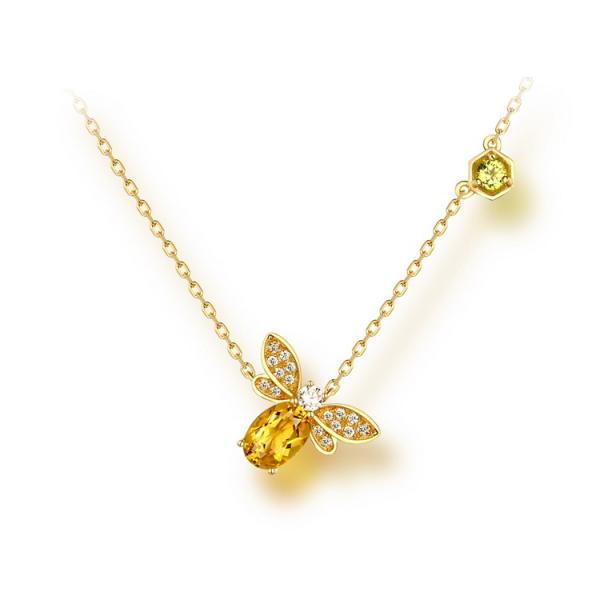 Citrine Bee Pendant Necklace