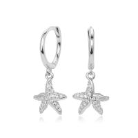 Silver Starfish Charm Huggie Earrings