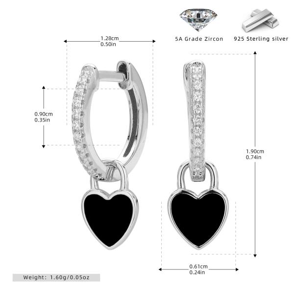 Silver Heart Charm Huggie Earrings