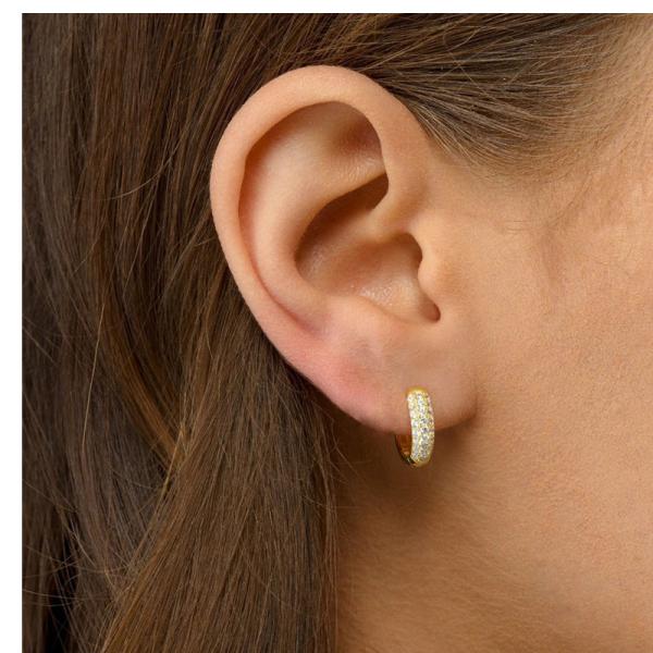 Gold Pavé Cubic Zirconia Huggie Earrings