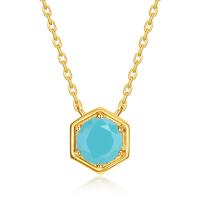 Turquoise Hexagon Gold Pendant Necklace