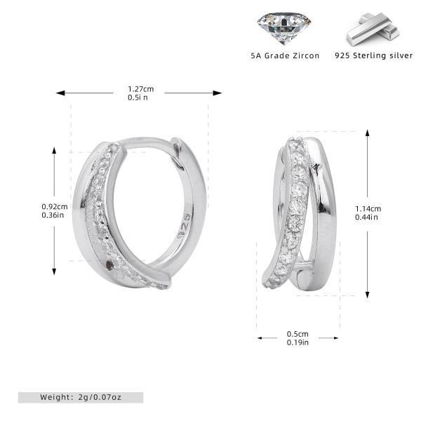 Silver Zircon Huggie Earrings