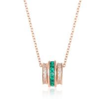 Emerald Channel Rose Gold Pendant Necklace