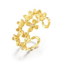 Gold Floral Cuff Bracelet with Crystals