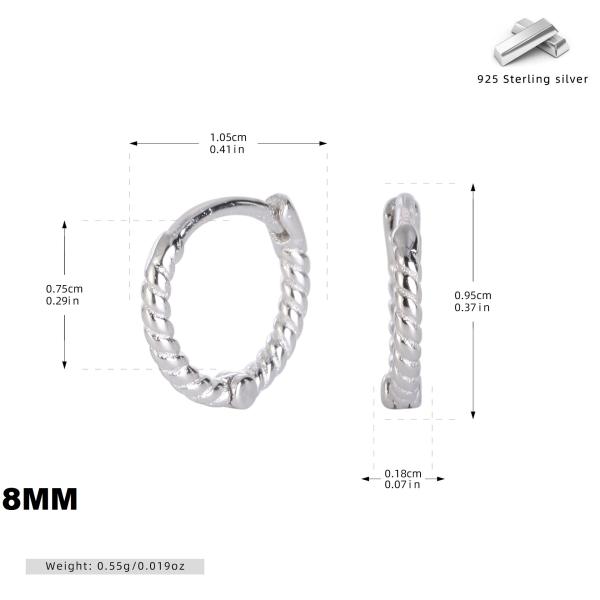 Silver Medium Twisted Huggie Earrings