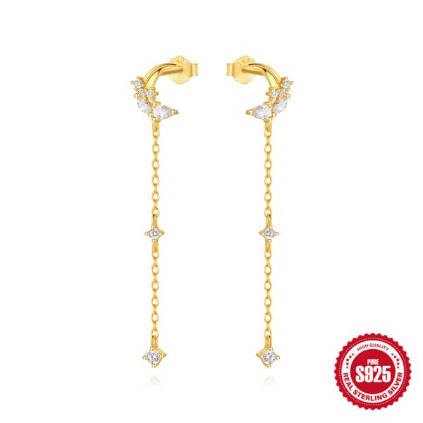 Gold-Tone Cubic Zirconia Threader Earrings