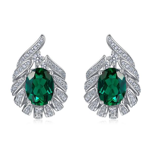 Silver Feather Motif Statement Stud Earrings