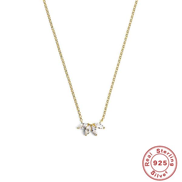 Two-Tone Floral Cubic Zirconia Pendant Necklace
