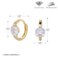 Gold Zircon Prong Huggie Earrings