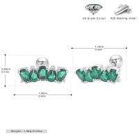 Silver Green Cubic Zirconia Climber Earrings