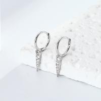 Silver Pavé Geometric Huggie Earrings