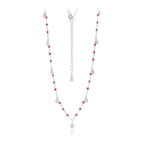 Multicolor Beaded Layered Silver Necklace