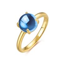 Gold-Plated Blue Cabochon Ring