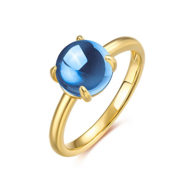 Gold-Plated Blue Cabochon Ring