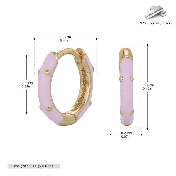 Light Pink Enamel Gold-Tone Huggie Earrings
