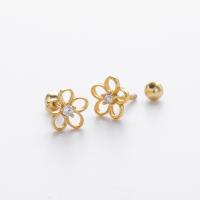 Gold-Tone Floral CZ Stud Earrings