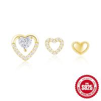 Gold Finish Heart Stud Earrings Set