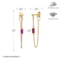 Gold Pink Stone Dangle Earrings
