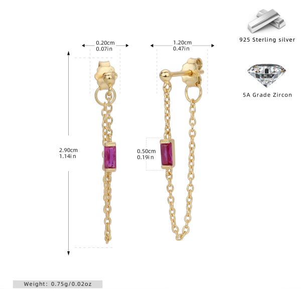 Gold Pink Stone Dangle Earrings
