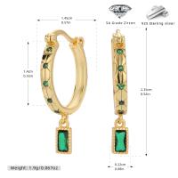 Gold Green Zircon Hoop Earrings