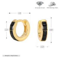 Gold Black Zircon Huggie Earrings