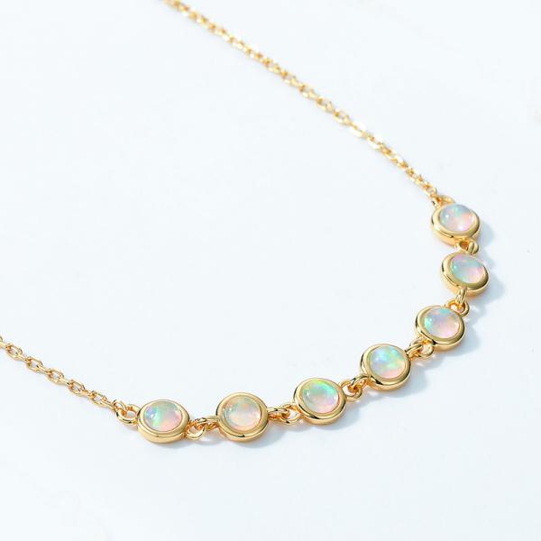 Gold Opal Station Necklace