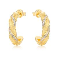 Brushed Gold Pavé Small Hoop Earrings