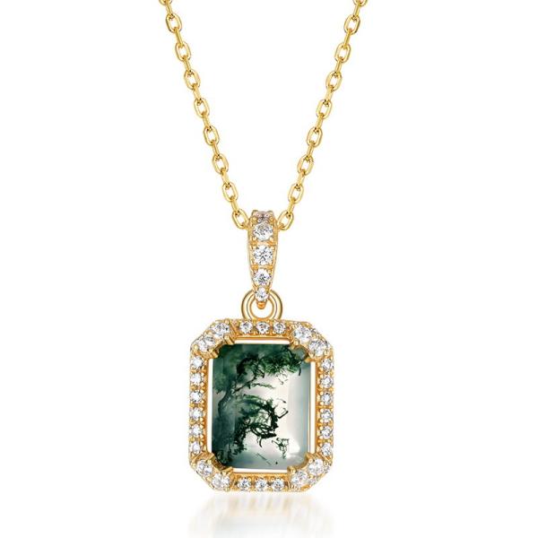 Gold Jade Halo Pendant Necklace