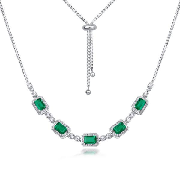 Emerald Halo Station Necklace