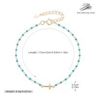 Gold Chain Turquoise Cross Bracelet