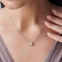 Gold Halo Diamond Pendant Necklace