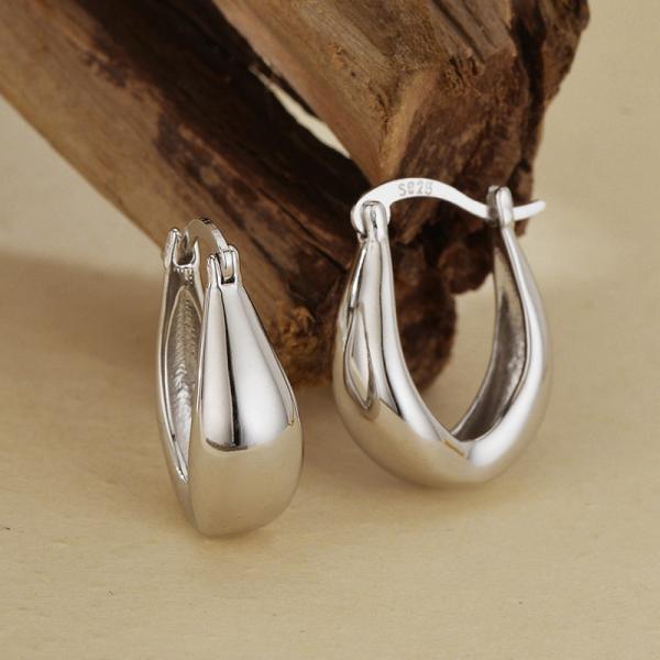 Silver Teardrop Huggie Earrings