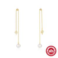 Gold-Tone Celestial Pearl Threader Earrings