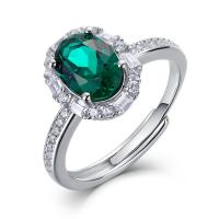 Emerald Halo Silver Ring