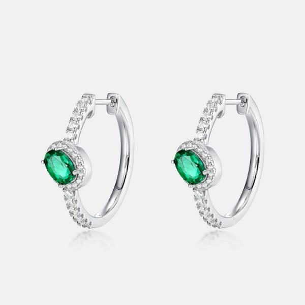 Emerald Pavé Hoop Earrings