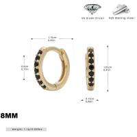 Gold Huggie Earrings with Black Zircon