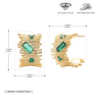 Gold Geometric Green Zirconia Ear Cuff