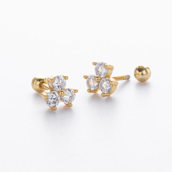 Gold-Tone Trio Cubic Zirconia Stud Earrings