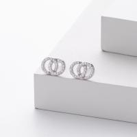 Silver Pavé Interlocking Circle Stud Earrings