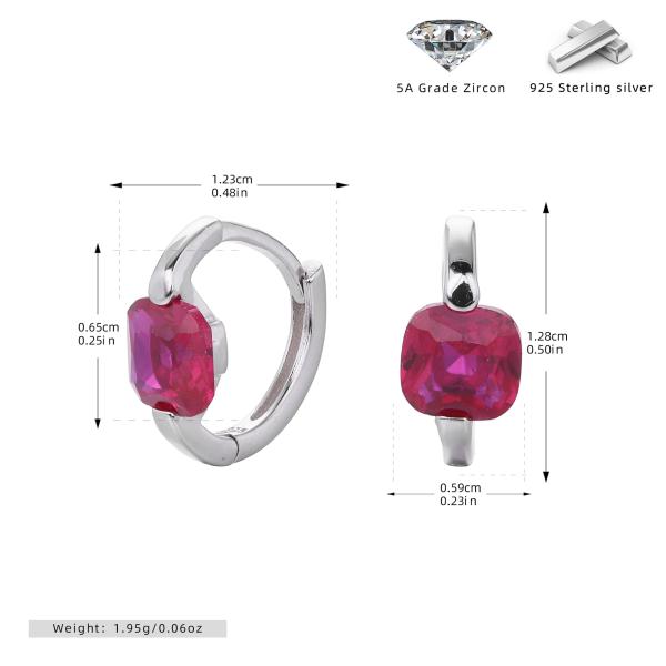 Silver Pink Cubic Zirconia Huggie Earrings
