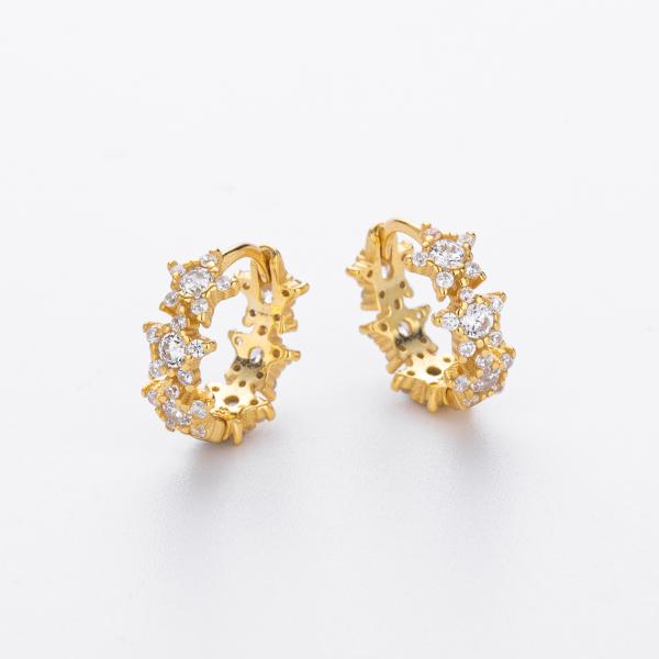 Gold Pavé Cubic Zirconia Huggie Earrings