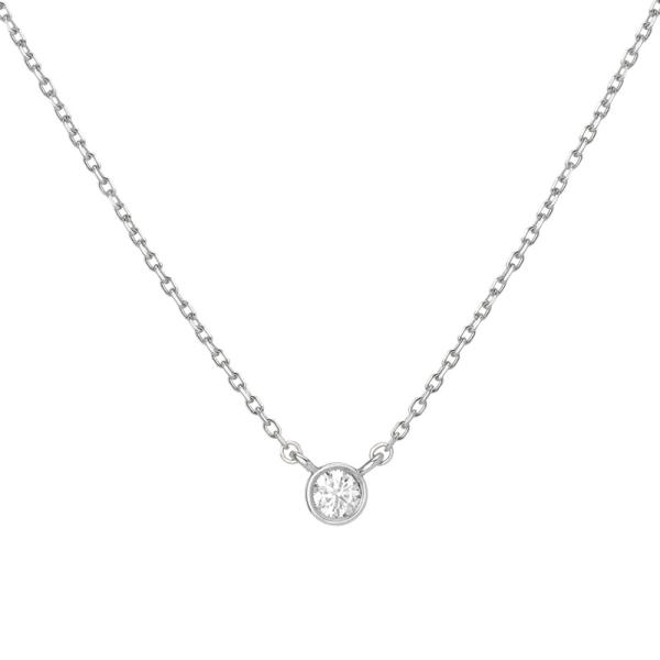 Silver Bezel-Set Cubic Zirconia Pendant Necklace