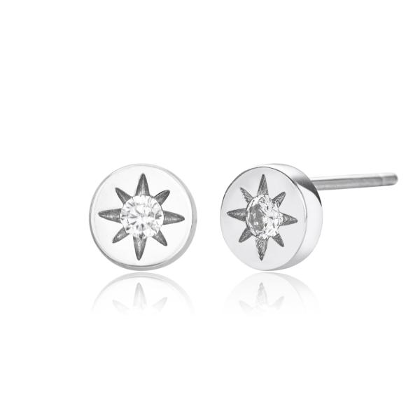 Silver Celestial Stud Earrings