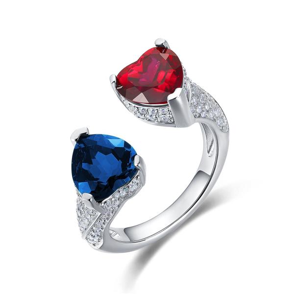 Heart Gemstone Silver Band Ring