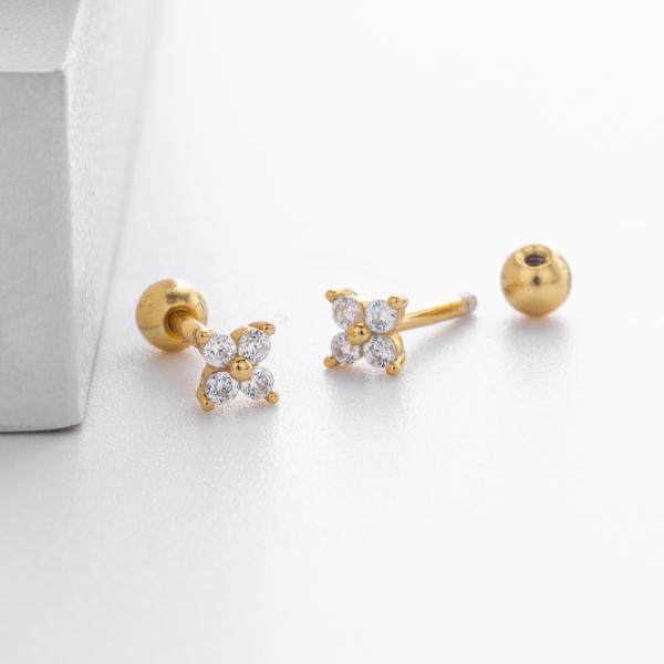 Gold-Tone Floral Stud Earrings