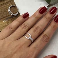 Silver Geometric Open Band Ring