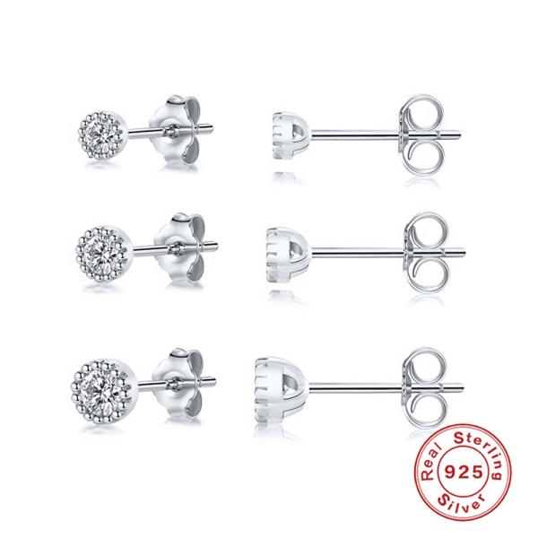 925 Silver Cubic Zirconia Stud Earrings Set